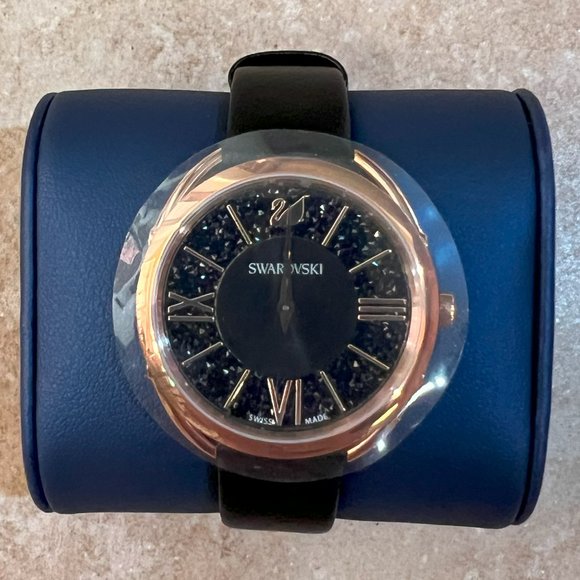 Swarovski - Crystalline Glam Watch Swiss Made, Leather strap, Black, Rose gold main image 4